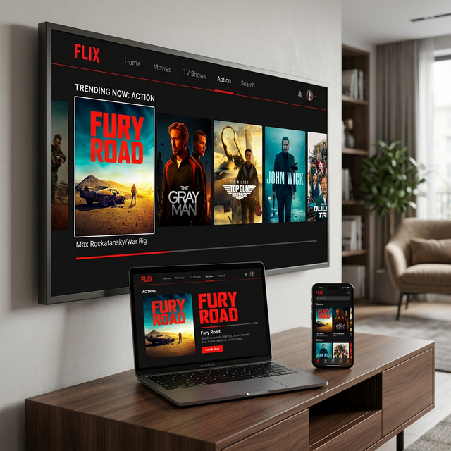 Plataforma Star Play em vários dispositivos (TV, Computador, Celular)